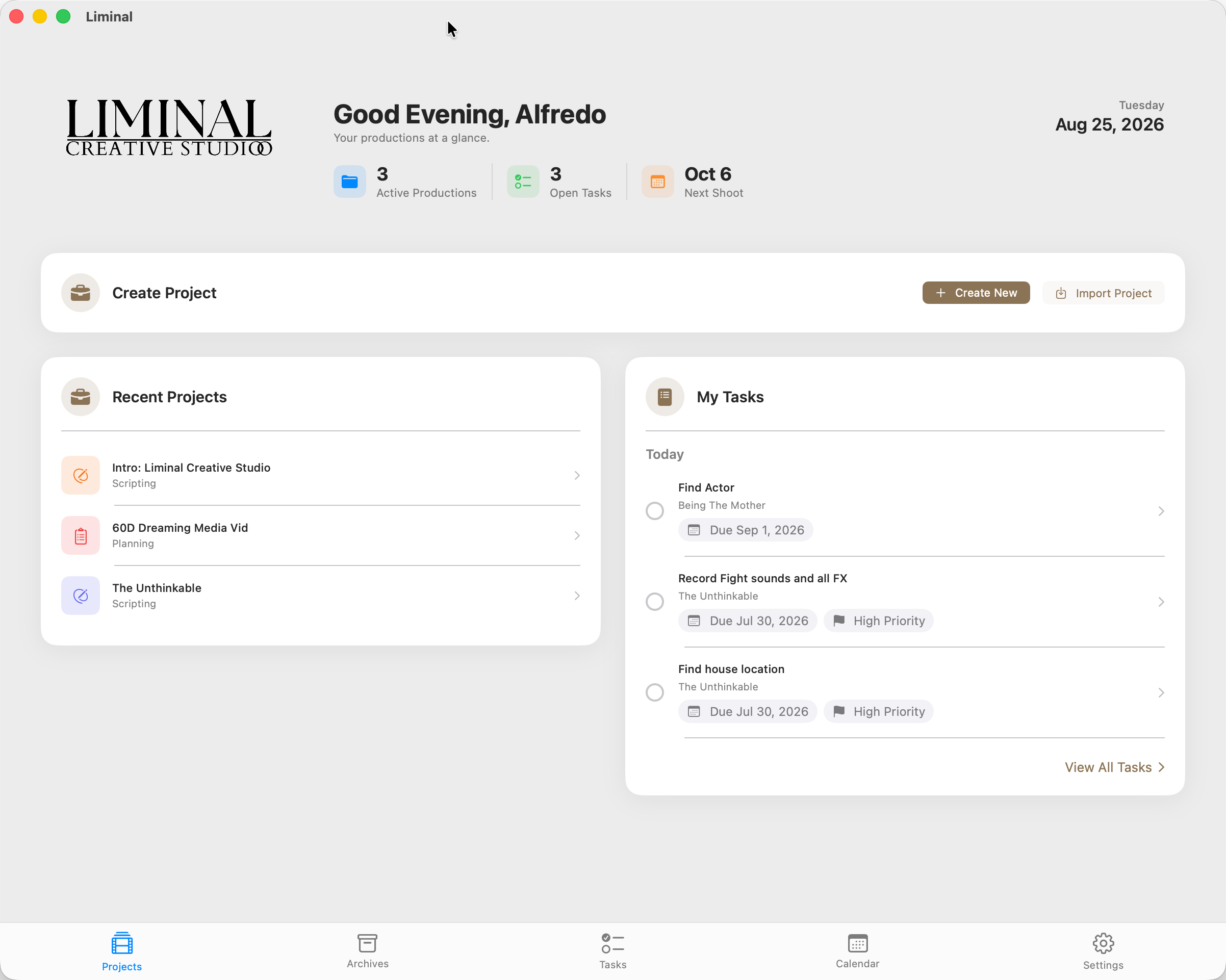 Liminal Creative Studio Landing Page